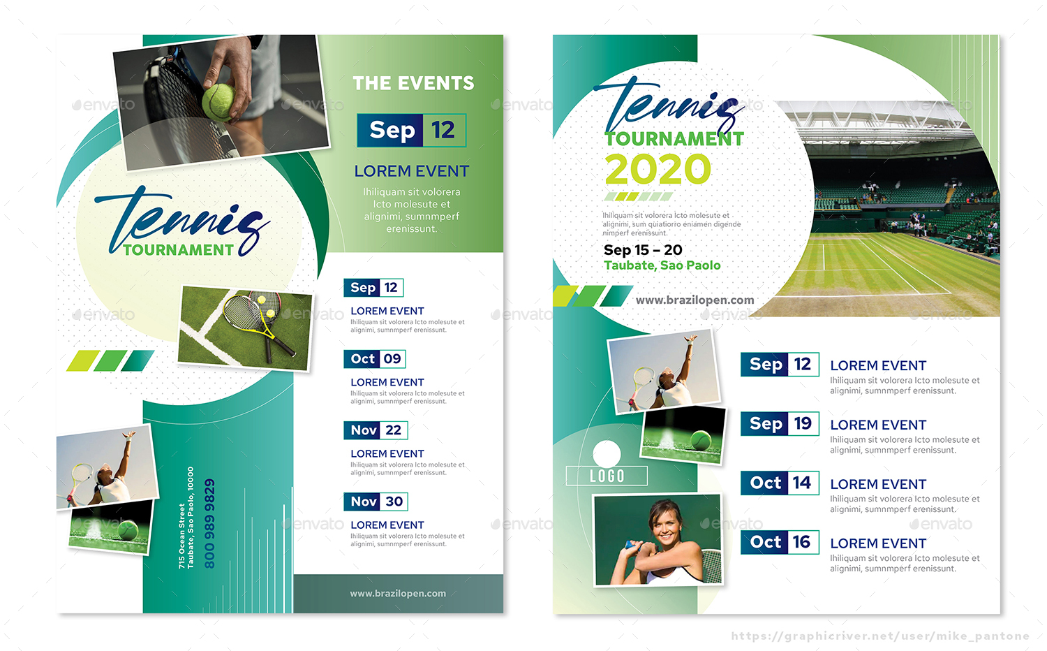 Tennis Event Calendar Flyers 4 Options, Print Templates GraphicRiver
